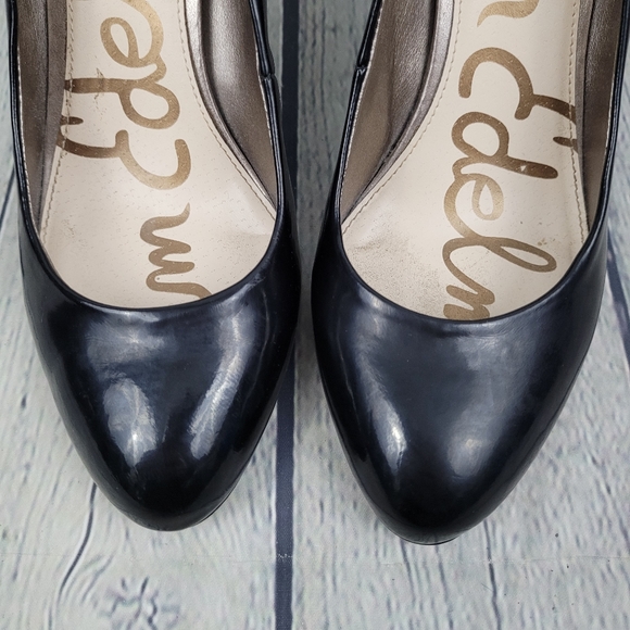 SAM EDELMAN | Camdyn almond toe faux/vegan patent pumps heels - Picture 5 of 11